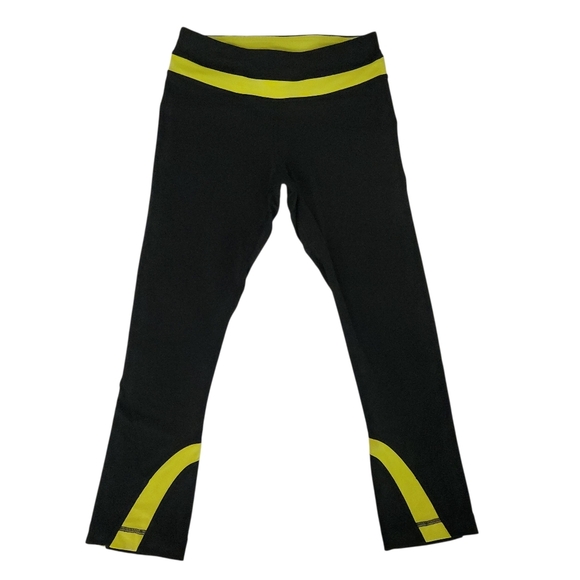 LULULEMON Run: Inspire Crop II black and yellow size 4 - Picture 9 of 14
